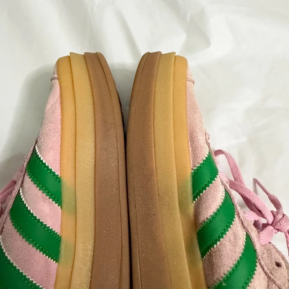 Adidas Womens Gazelle Bold Platform Sneaker 8 Pink Green Gum Suede IE0420 Retro